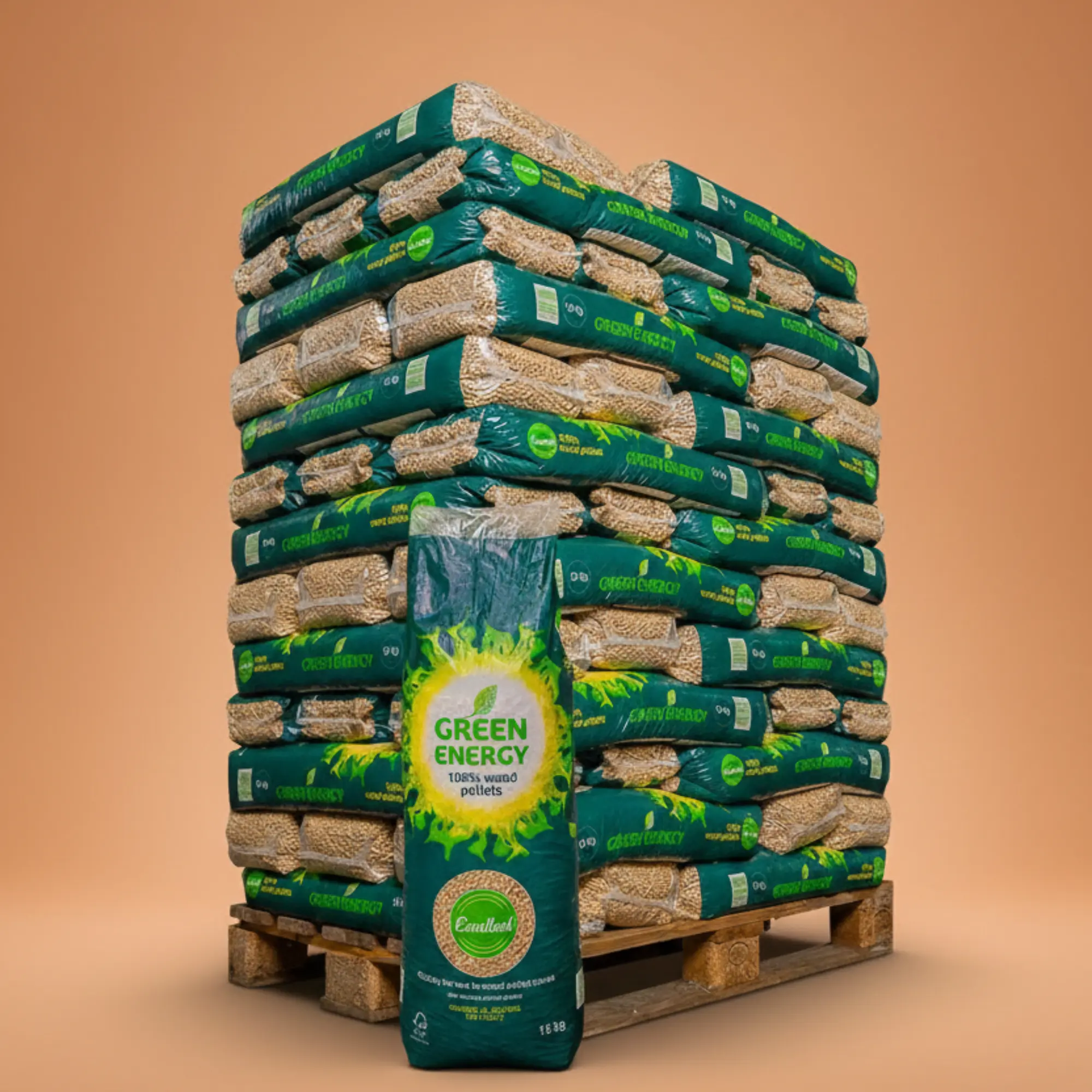 Excellent Green Energy Houtpellets – 975 kg (65 zakken x 15 kg) – 100% dennenhout – DINplus gecertificeerd